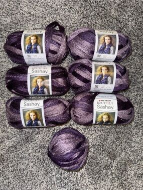Red Heart Boutique Sashay Ribbon Yarn - Purple Gradient - Boogie (Lot of 7)